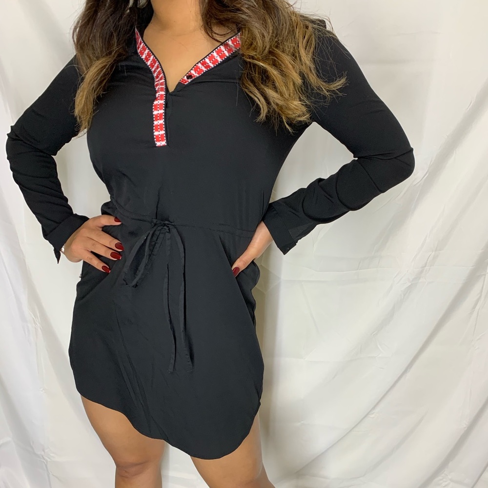 Black long sleeve midi dress